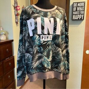 Victoria’s Secret PINK limited edition palm print terry cloth pullover size L